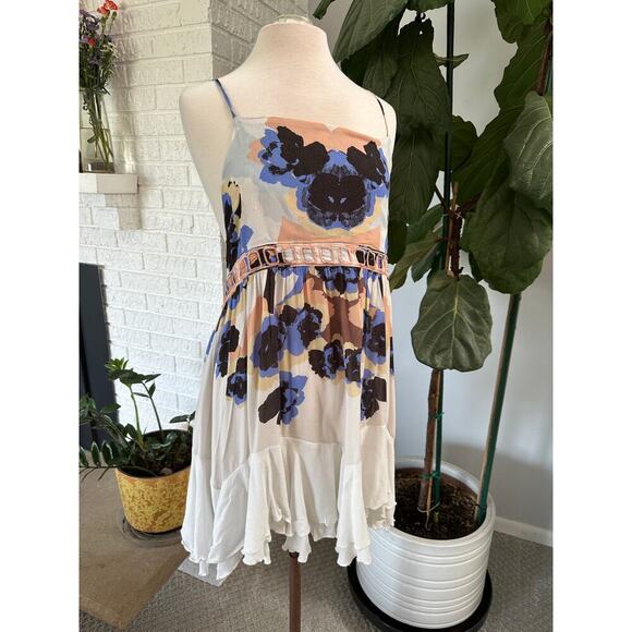 Intimately Free People Tank Dress Gauzy Boho Shark Hi Lo Hem Festival Resort M - Picture 1 of 12